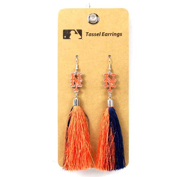 New York Mets Earrings - Fashion Tassel Style - 6 Pair For $18.00 - Wholesale New York Mets Products - Mets Merchandise