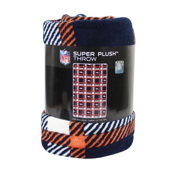 Denver Broncos Blankets - Super Plush Oversized 55"x85" Plaid Team Blankets - 2 For $28.00 - Wholesale Denver Broncos Products - Denver Merchandise