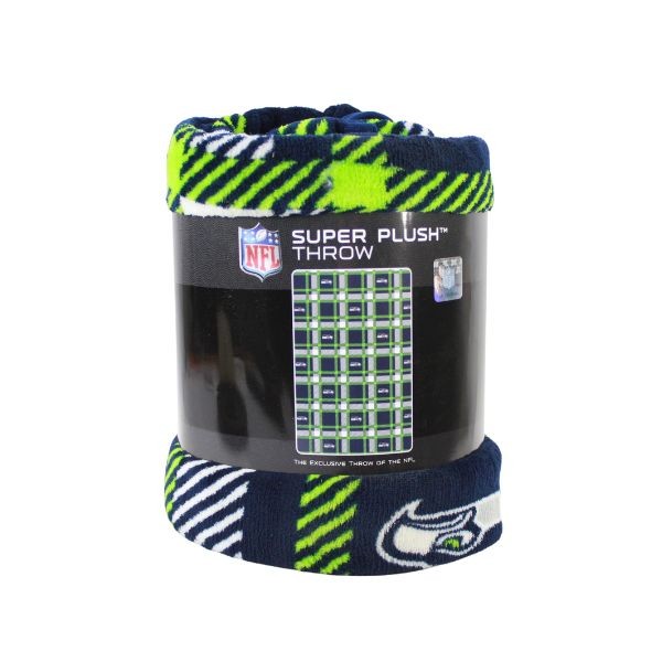 Seattle Seahawks Blankets - Super Plush Oversized 55"x85" Plaid Team Blankets - 2 For $28.00 - Wholesale Seattle Seahawks Product - Seahawks Merchandise