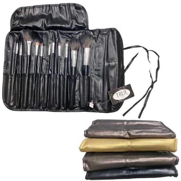 Cosmetic Brush Set - 11PC Assorted Color Vinyl Brush Sets - 12 Sets For $30.00