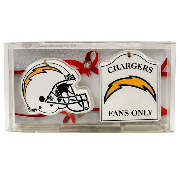 Los Angeles Chargers Ornaments - 2Pack Set Helmet/Fan Sign Style - 5 Sets For $20.00 - Wholesale Los Angeles Chargers Products - Chargers Merchandise