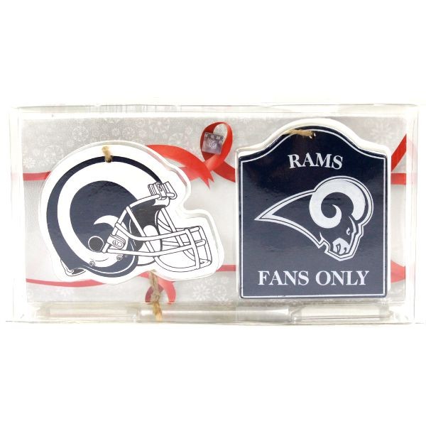 Los Angeles Rams Ornaments - 2Pack Set Helmet/Fan Sign Style - 5 Sets For $20.00 - Wholesale Los Angeles Rams Products - Rams Merchandise