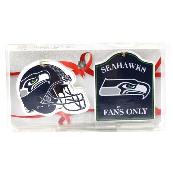 Seattle Seahawks Ornaments - 2Pack Set Helmet/Fan Sign Style - 5 Sets For $20.00 - Wholesale Seattle Seahawks Product - Seahawks Merchandise