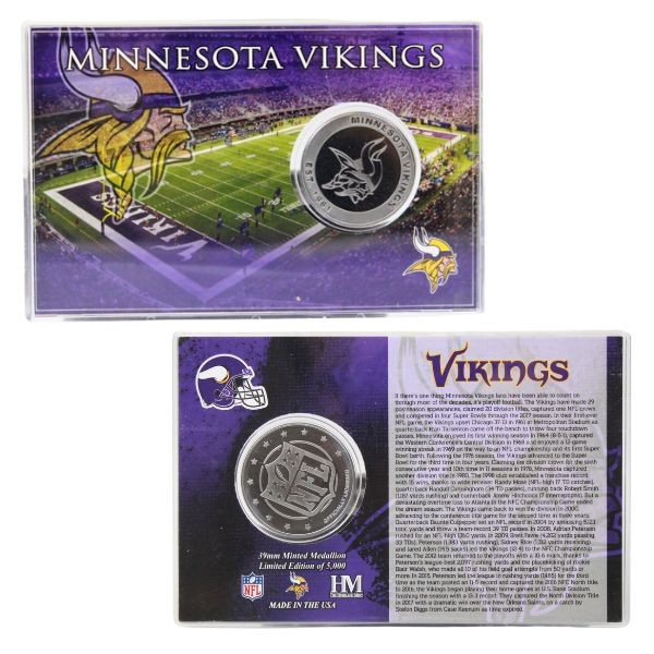 Minnesota Vikings Collectibles - Highland Mint - 4"x6" Acrylic Case With Minted Coin - 2 For $15.00 - Wholesale Minnesota Vikings Products - Vikings Merchandise