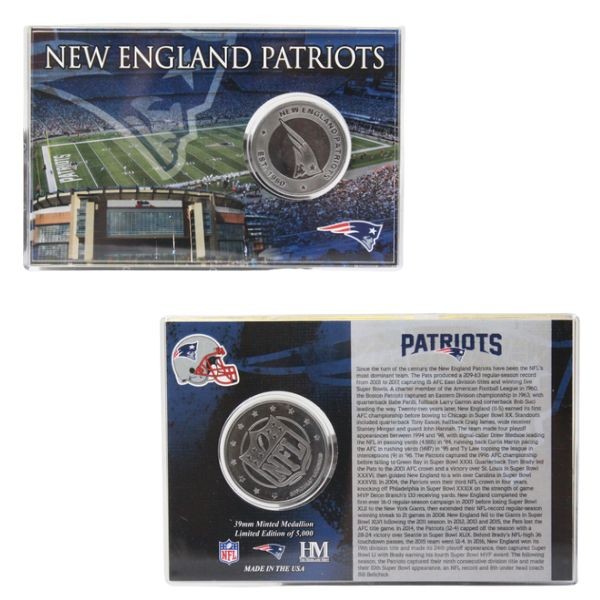 New England Patriots Collectibles - Highland Mint - 4"x6" Acrylic Case With Minted Coin - 2 For $15.00 - Wholesale New England Patriots - Patriots Merchandise 2