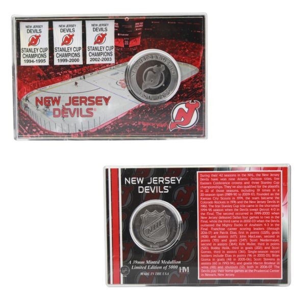 New Jersey Devils Collectibles - Highland Mint - 4"x6" Acrylic Case With Minted Coin - 2 For $15.00 - New Jersey Devils