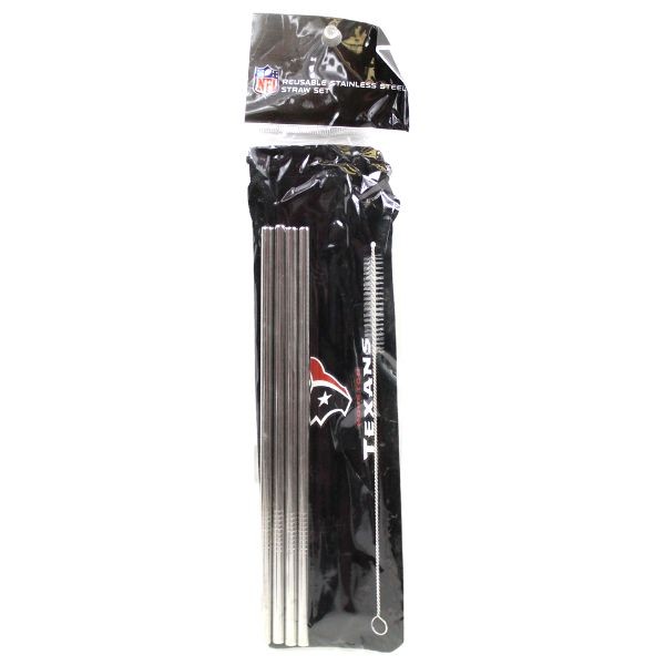 Houston Texans Straws - 5Piece Stainless Steel Re-Usable Straw Set With Case - 6 Sets For $21.00 - Wholesale Houston Texans Products - Texans Merchandise 2