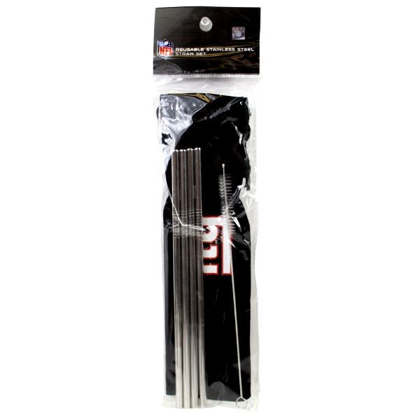 New York Giants Straws - 5Piece Stainless Steel Re-Usable Straw Set With Case - 6 Sets For $21.00 - Wholesale New York Giants Product - Giants Merchandsie 2