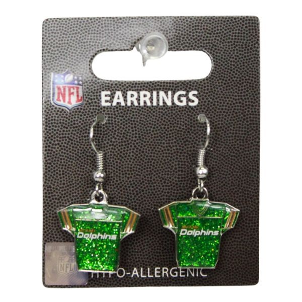 Miami Dolphins Earrings - Jersey Style - 6 Pair For $18.00 - Wholesale Miami Dolphins Products - Dolphins Merchandise 2