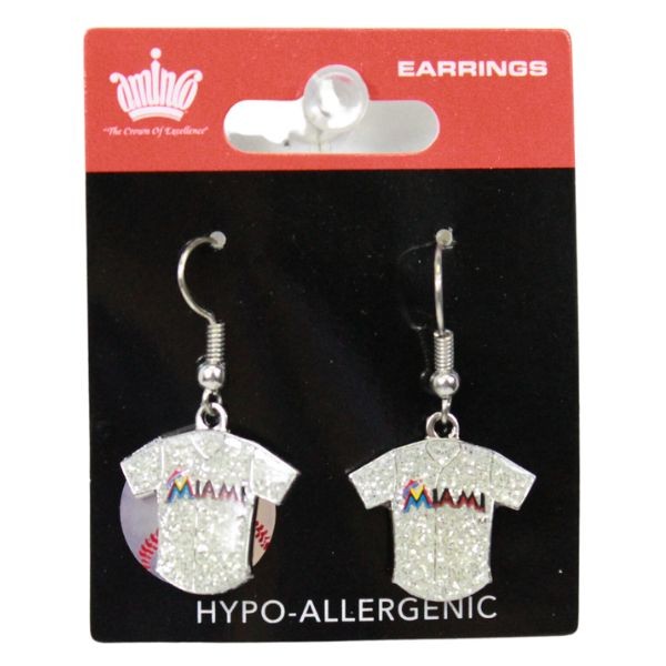 Miami Marlins Earrings - Jersey Style - 6 Pair For $18.00  - Wholesale Miami Marlins Products - Marlins Merchandise 2