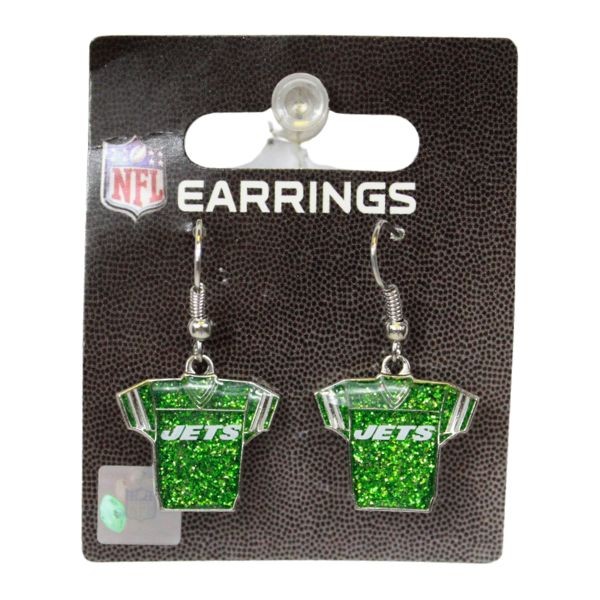 New York Jets Earrings - Jersey Style - 6 Pair For $18.00 - Wholesale New York Jets Products - Jets Merchandise