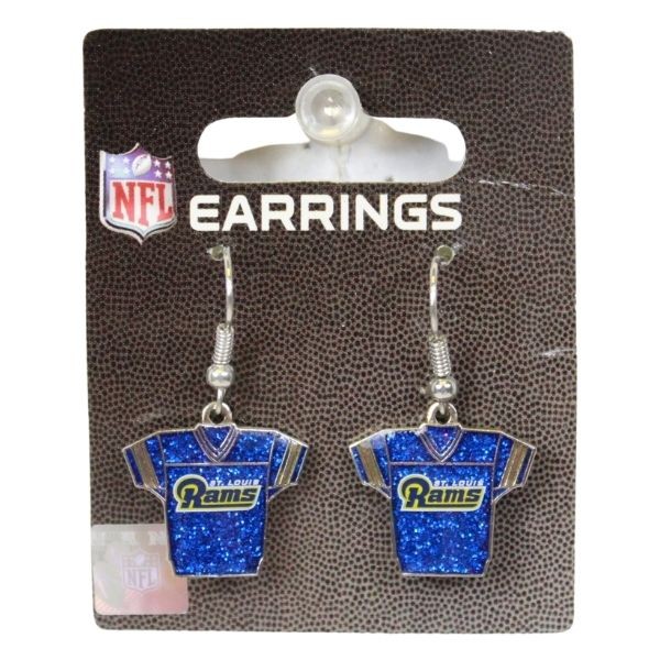 St. Louis Rams Earrings - Jersey Style - 6 Pair For $18.00 - Wholesale Los Angeles Rams Products - Rams Merchandise