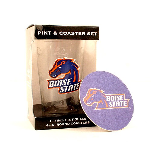 Boise State Glassware - 16OZ Glass Pint With 4Pack Coasters - $5.00 Per Set - Boise State