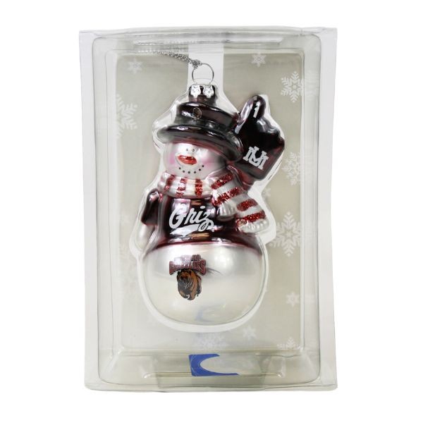 Montana Grizzles Ornaments - Glitter Snowman Style - 6 For $21.00 - Montana Grizzlies