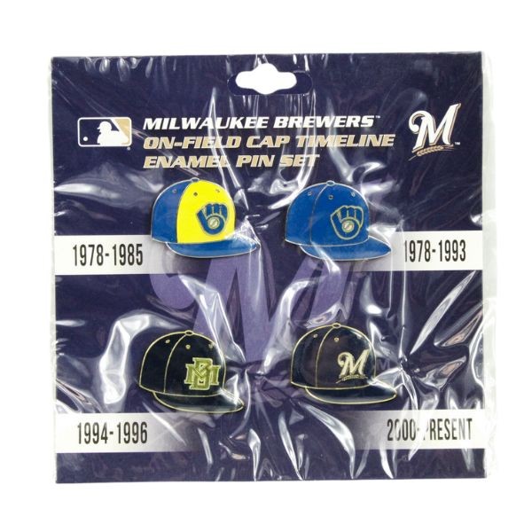 Milwaukee Brewers Collectibles - 4PC Team Hat Lapel Pin Set - 24 Sets For $24.00 - Wholesale Milwaukee Brewers Products - Brewers Merchandise
