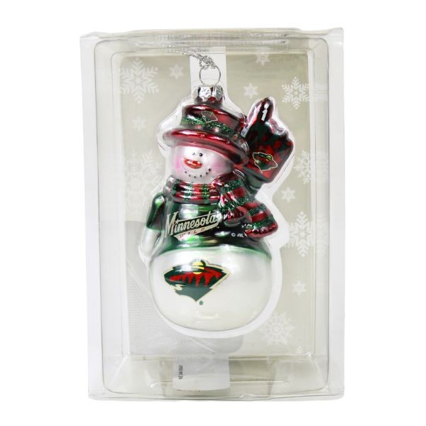 Minnesota Wild Ornaments - Glitter Snowman Style - 6 For $21.00 - Minnesota Wild