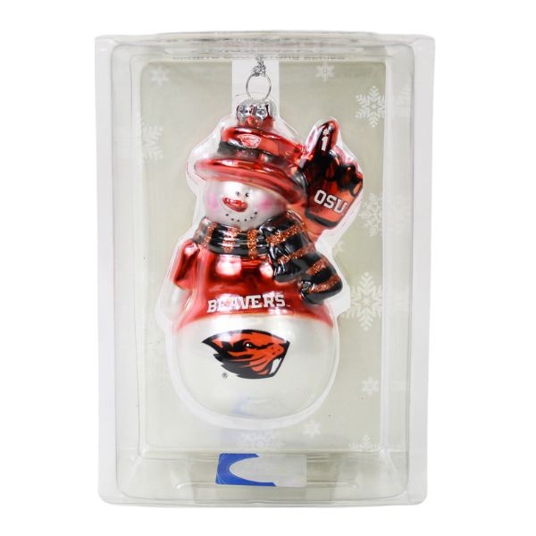 Oregon State Beavers Ornaments - Glitter Snowman Style - 6 For $21.00 - Oregon State Beavers