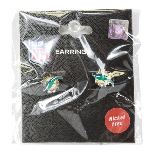 Miami Dolphins Earrings - STUDDED Burst Logo Earrings - 12 Pair For $24.00 - Wholesale Miami Dolphins Products - Dolphins Merchandise