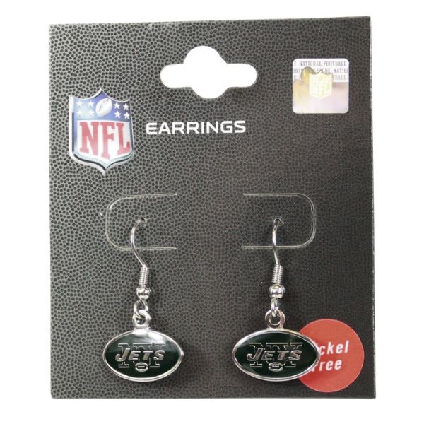 New York Jets Earrings - Classic Football Logo Dangle Earrings - 12 Pair For $30.00 - Wholesale New York Jets Products - Jets Merchandise