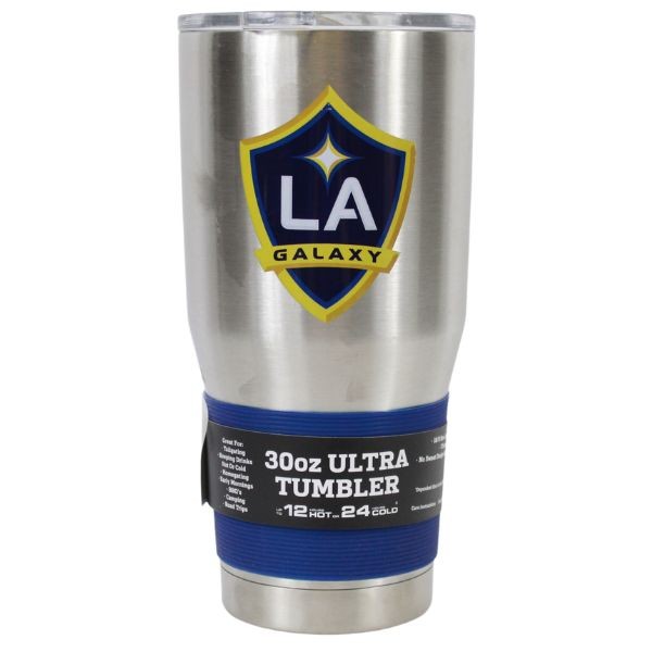 Los Angeles Galaxy Tumblers - 30OZ Gameday Silver - Stainless Steel - Vac Sealed - 2 For $20.00 - Wholesale Los Angeles Rams Products - Rams Merchandise