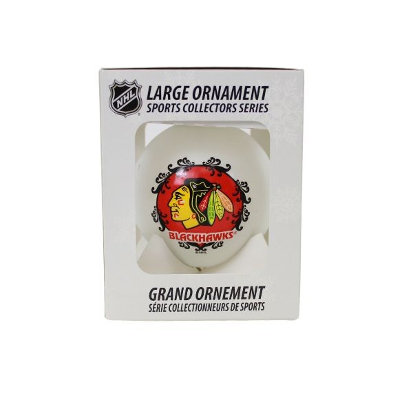 Chicago Blackhawks Ornaments - 3.1/4" Frosted Fleur Style - 6 For $21.00 - Chicago Blackhawks