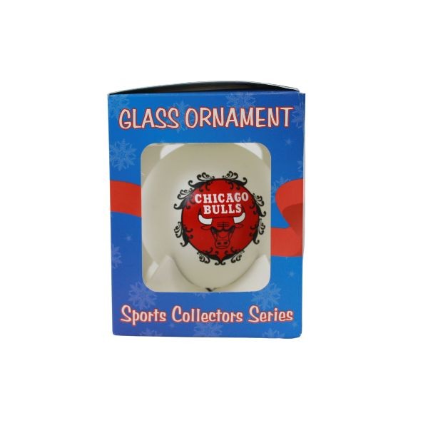 Chicago Bulls Ornaments - 3.1/4" Frosted Fleur Style - 6 For $21.00 - Chicago Bulls