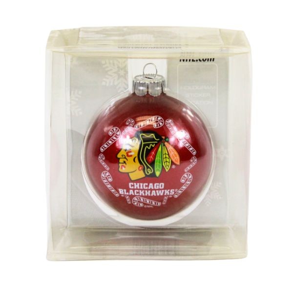 Chicago Blackhawks Ornaments - Candy Cane Glass Ball Style - 6 For $21.00 - Chicago Blackhawks