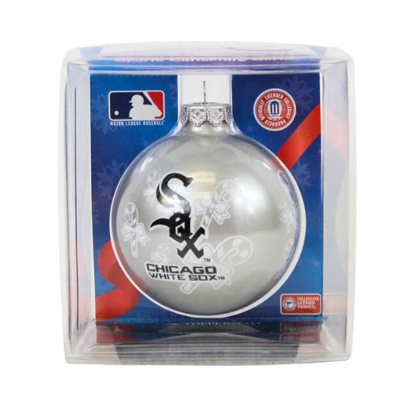 Chicago White Sox Ornaments - Candy Cane Glass Ball Style - 6 For $21.00 - Wholesale Chicago White Sox Products - White Sox Merchandise 2