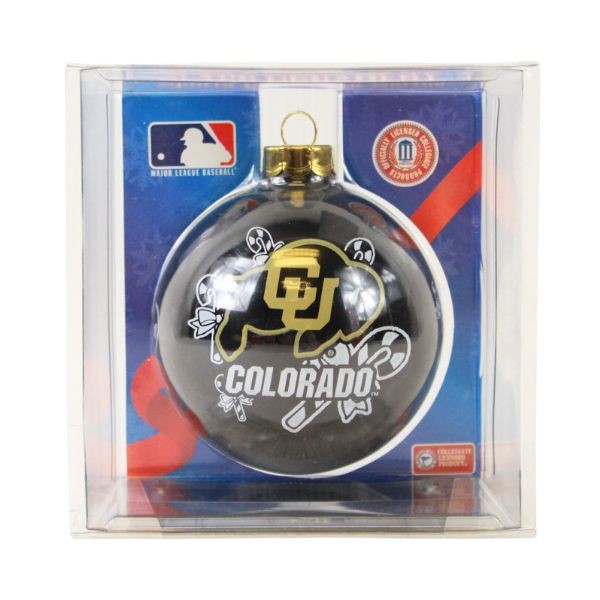 Colorado Buffalos Ornaments - Candy Cane Glass Ball Style - 6 For $21.00 - Colorado Buffaloes