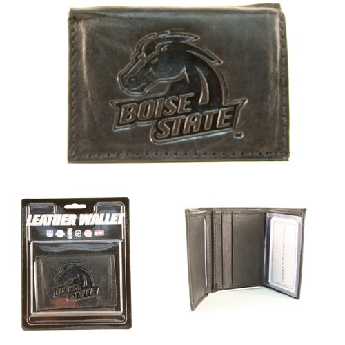 Boise State Wallets - Black Tri-Fold Leather Wallets - 12 Wallets For $84.00 - Boise State
