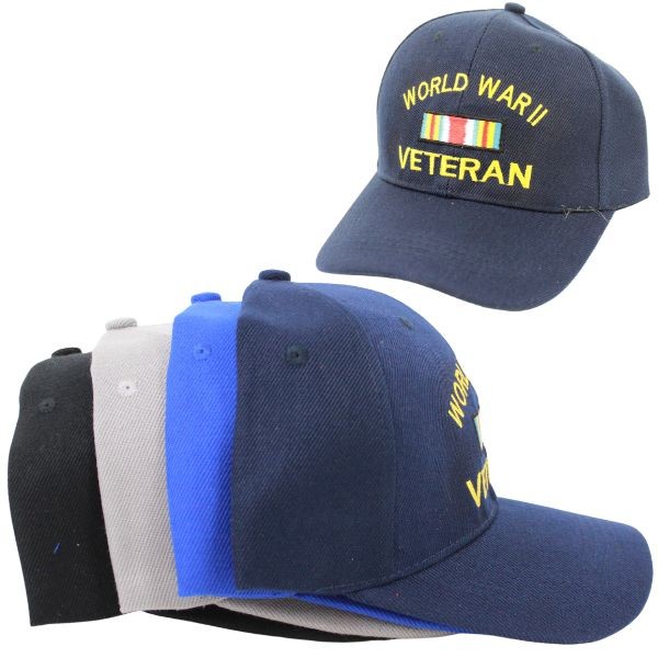 World War II Veteran Caps - Colors May Vary - 12 For $42.00