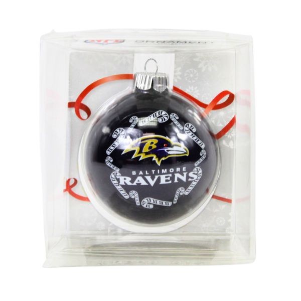 Baltimore Ravens Ornaments - The Candy Cane Ball - 6 For $21.00 - Wholesale Baltimore Ravens Products - Baltimore Football 2