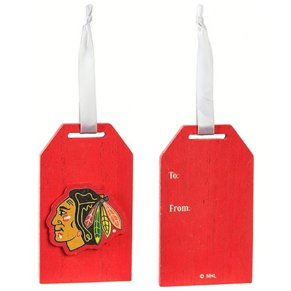 Chicago Blackhawks - Wood Team Gift Tag / Ornament - 12 For $30.00 - Chicago Blackhawks