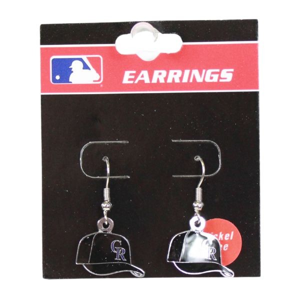 Colorado Rockies Earrings - Baseball Cap Style Dangle Earrings - 12 Pair For $30.00 - Wholesale Colorado Rockies Products - Rockies Merchandise