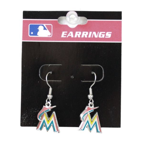 Miami Marlins Earrings - M Logo Dangle Earrings - 12 Pair For $24.00 - Wholesale Miami Marlins Products - Marlins Merchandise 2