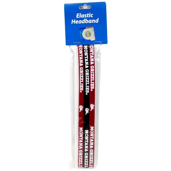 Montana Grizzlies Hair Accessories - 3Pack Elastic Team Headbands - 12 Packs For $18.00 - Montana Grizzlies