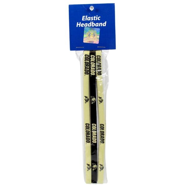 Colorado Buffalos Hair Accessories - 3Pack Elastic Team Headbands - 12 Packs For $18.00 - Colorado Buffaloes