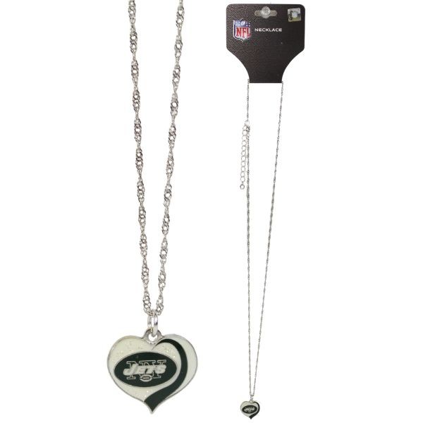 New York Jets Necklaces - Heart Pendant Style - 12 For $30.00 - Wholesale New York Jets Products - Jets Merchandise 2