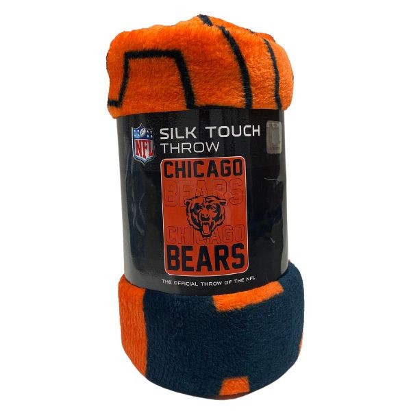 Chicago Bears Blanket - Stacked ALT Silk Touch 45"x60" Throw - $17.99 Pre-Priced - 2 For $18.00 - Wholesale Chicago Bears Products - Bears Merchandise