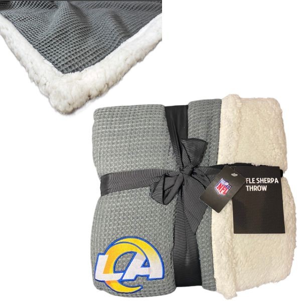 Los Angeles Rams Blankets - 50"x60" Waffle Sherpa Throws - 2 For $28.00 - Wholesale Los Angeles Rams Products - Rams Merchandise