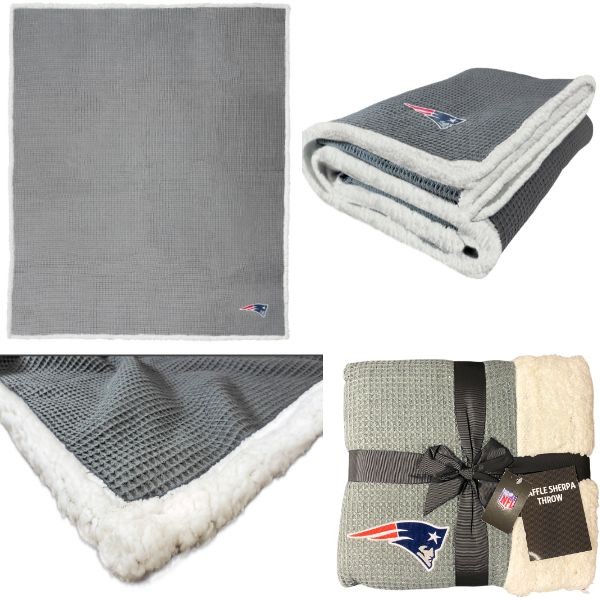 New England Patriots Blankets - 50"x60" Waffle Sherpa Throws - 2 For $28.00 - Wholesale New England Patriots - Patriots Merchandise