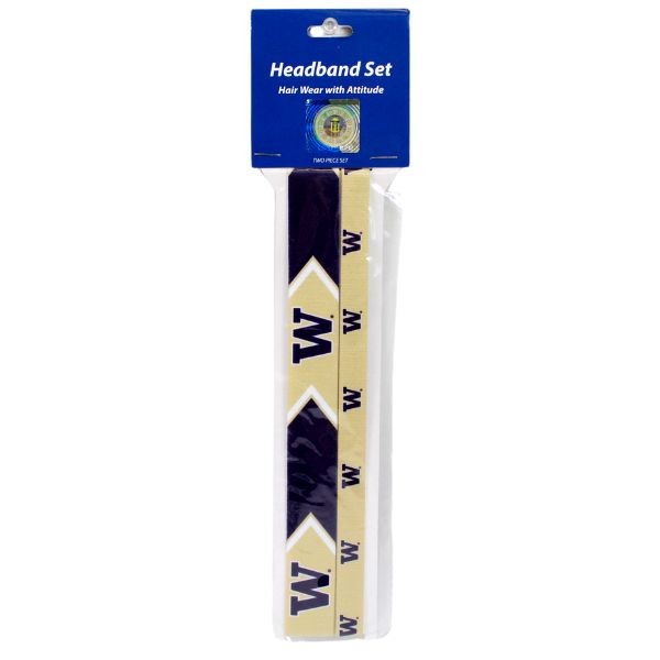 Washington Huskies Hair Accessories - 2PC Team Headbands Sets - 12 Sets For $18.00 - Washington Huskies