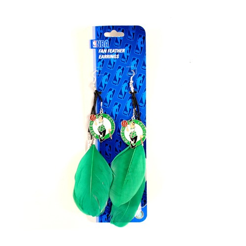 Boston Celtics Earrings - Feather Dangle Style - $2.75 Per Pair - Boston Celtics