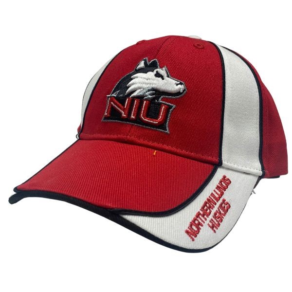 NIU Huskies Caps - White Striper Caps - 12 For $30.00 - Illinois