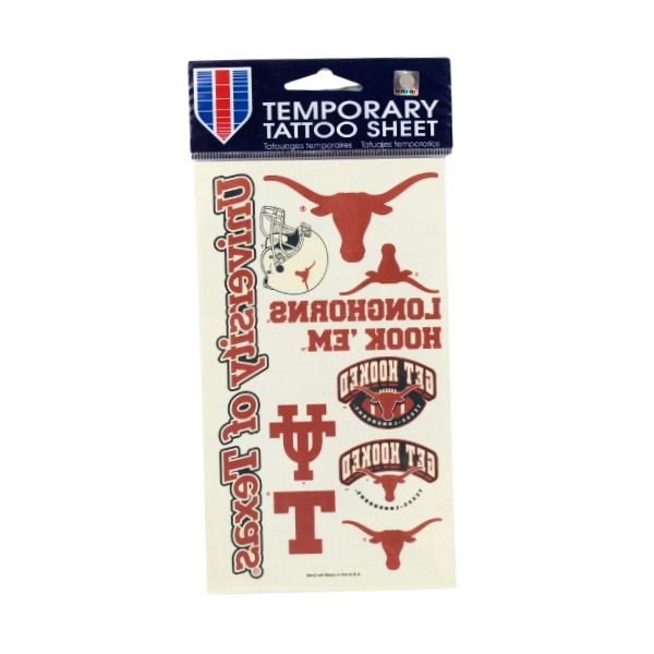 Texas Longhorns Gear - Temporary Tattoo Sheets - 12 For $24.00 - Texas Longhorns