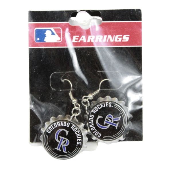 Colorado Rockies Earrings - Bottle Cap Style - 12 Pair For $30.00 - Wholesale Colorado Rockies Products - Rockies Merchandise 2