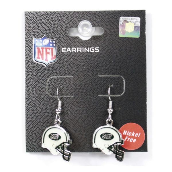 New York Jets Earrings - Helmet Style Dangle Earrings - 12 Pair For $30.00 - Wholesale New York Jets Products - Jets Merchandise