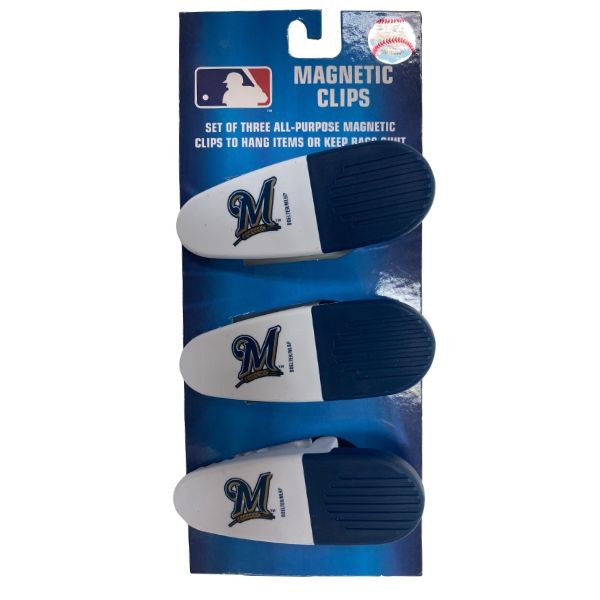 Milwaukee Brewers Clips - 3Pack Magnetic Heavyweight Clips - 6 Packs For $18.00 - Wholesale Milwaukee Brewers Products - Brewers Merchandise