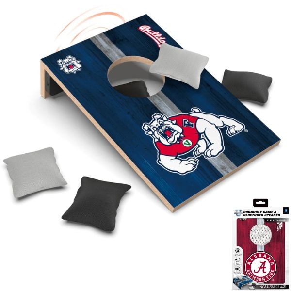 Fresno State Bulldogs - 10"x7" Cornhole Board With BlueTooth Speaker - 4 Bags And USB Cable Included - 4 For $30.00 - Wholesale San Francisco 49ers Product - 49ers Merchandise
