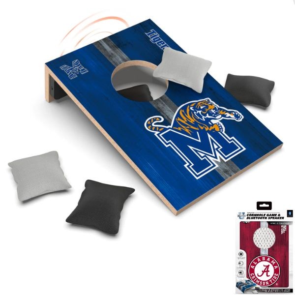 Memphis Tigers - 10"x7" Cornhole Board With BlueTooth Speaker - 4 Bags And USB Cable Included - 4 For $30.00 - Memphis Tigers
